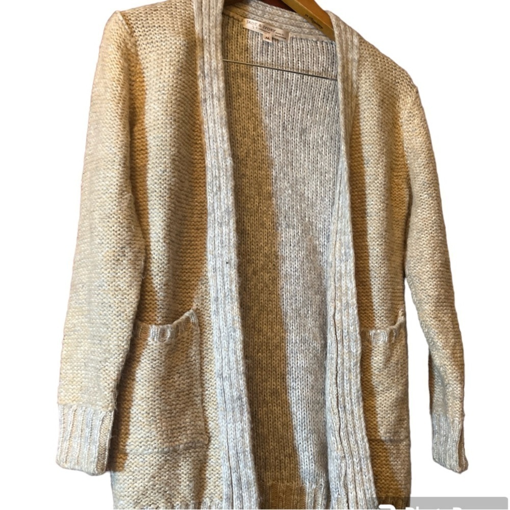 Jade & Ivory Jumper Knit Sweater Size M Knit Classic Slim Open Front Cardigan